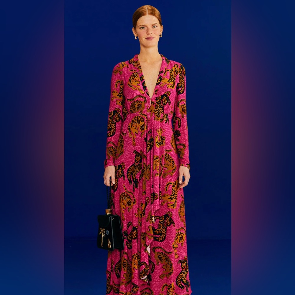 Farm Rio Pink Wild Leopard 🐆 Maxi Dress
